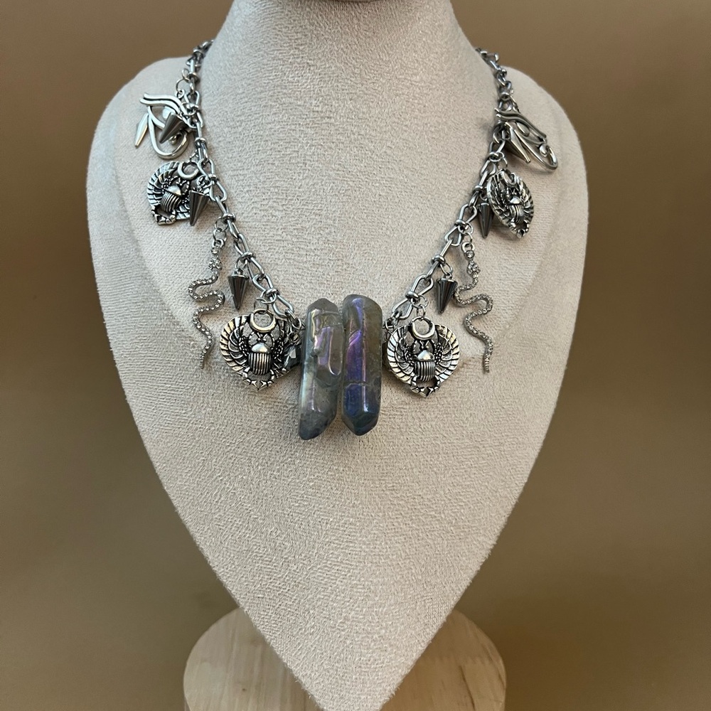 Witchy Chic Protection Charm Statement Necklace - Egyptian Symbols Necklace